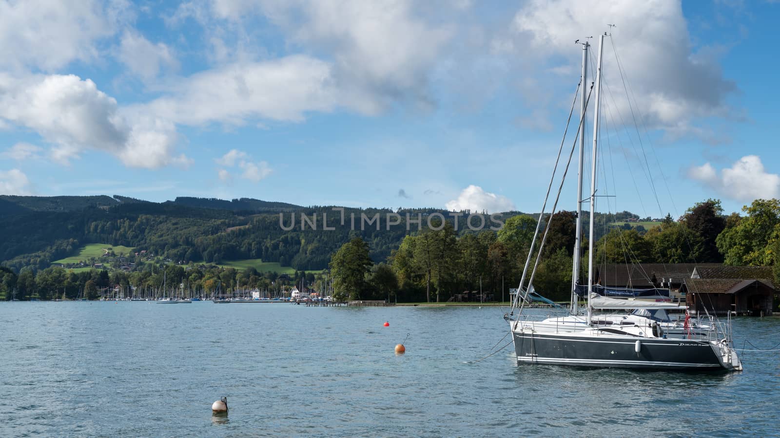 Yachts Moored on the Lake at Attersee