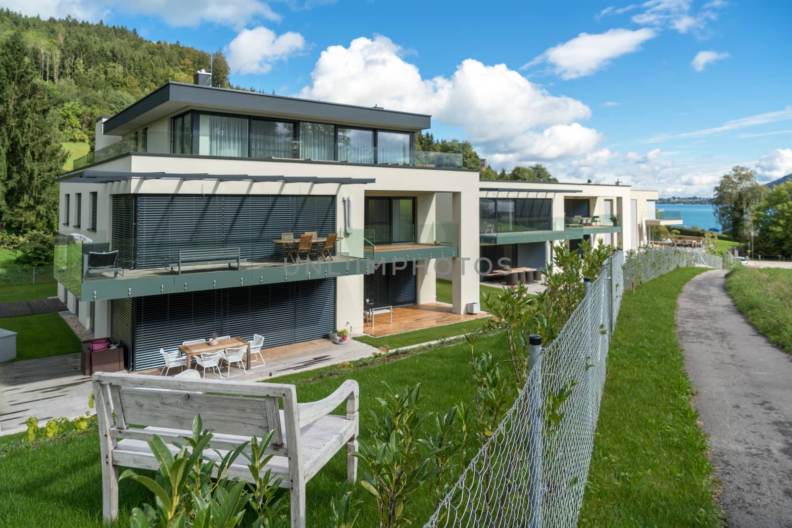 View of New Apartments by the Lake in Attersee by phil_bird