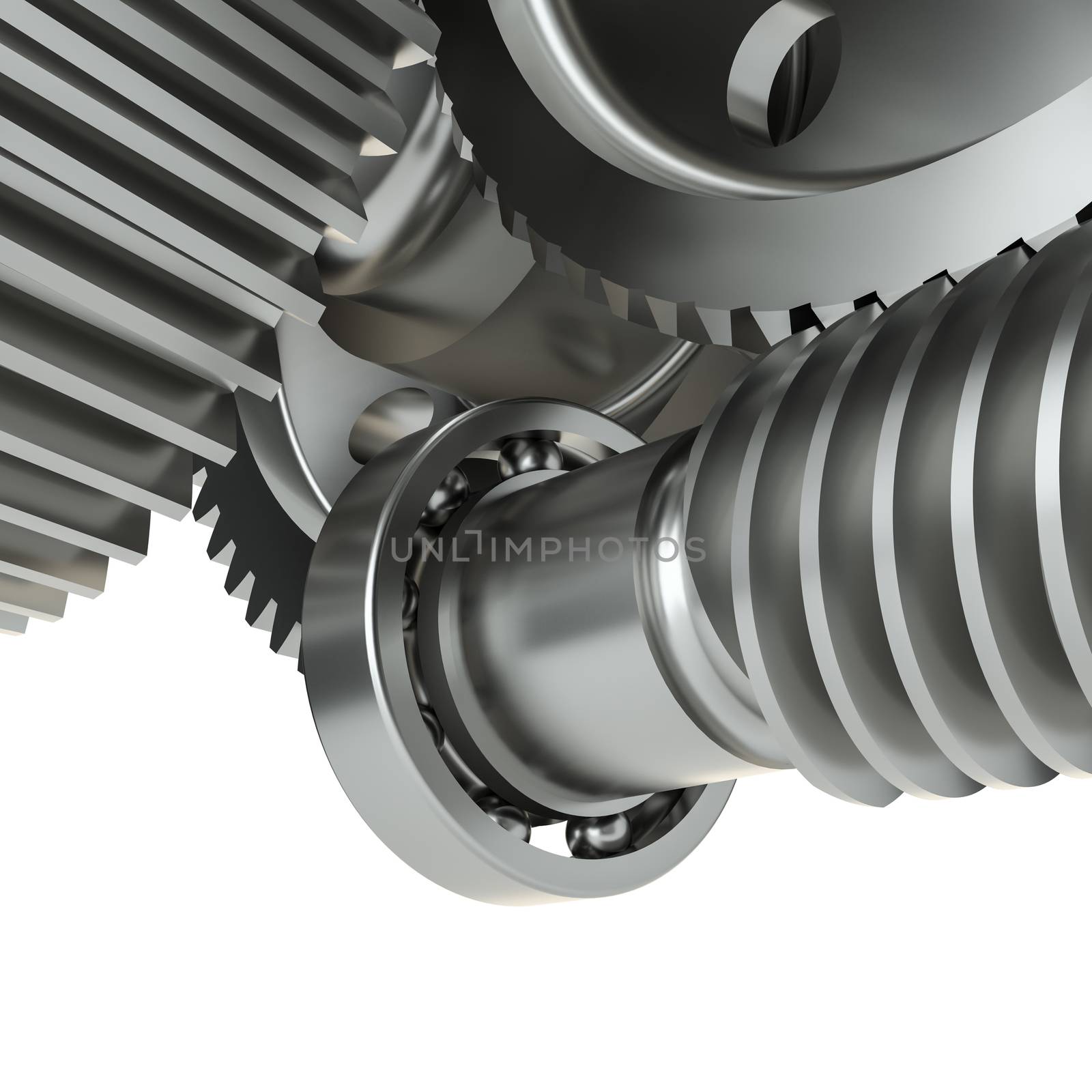 3d rendered illustration of closeup gear wheels