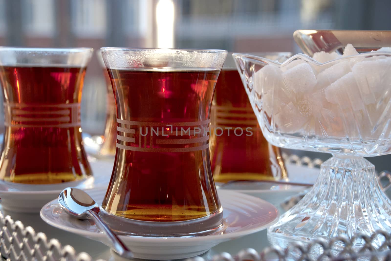 Tea served in Turkish style. Food & Beverages, Tea - Hot Drinks