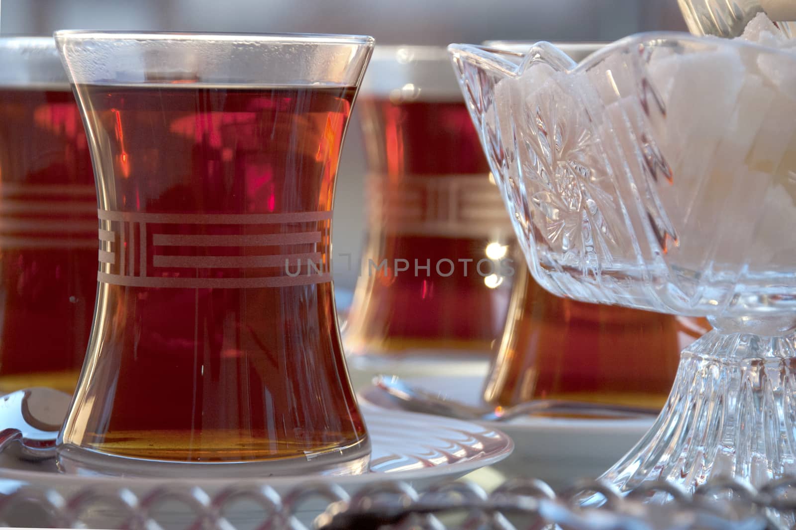 Tea served in Turkish style. Food & Beverages, Tea - Hot Drinks