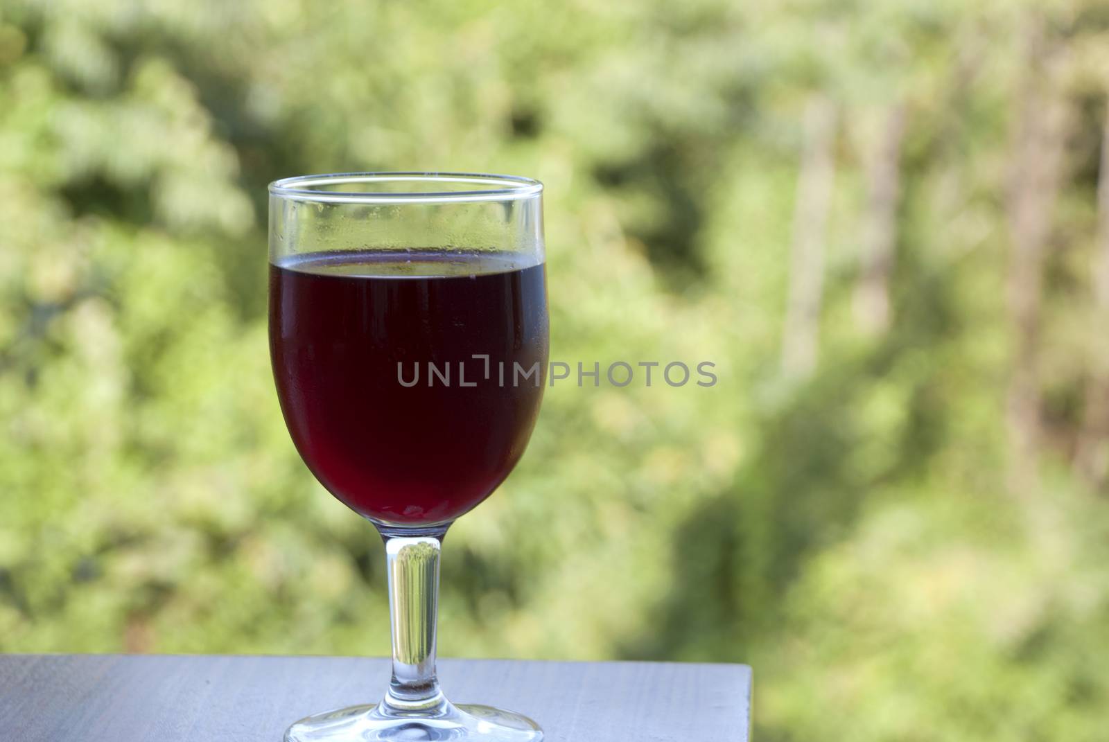 Red wine. Extreme shallow depth of focus . Red vineyard