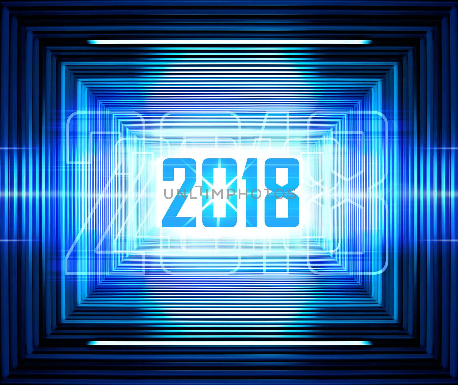 Technology background with transparent figures 2018 for New Year