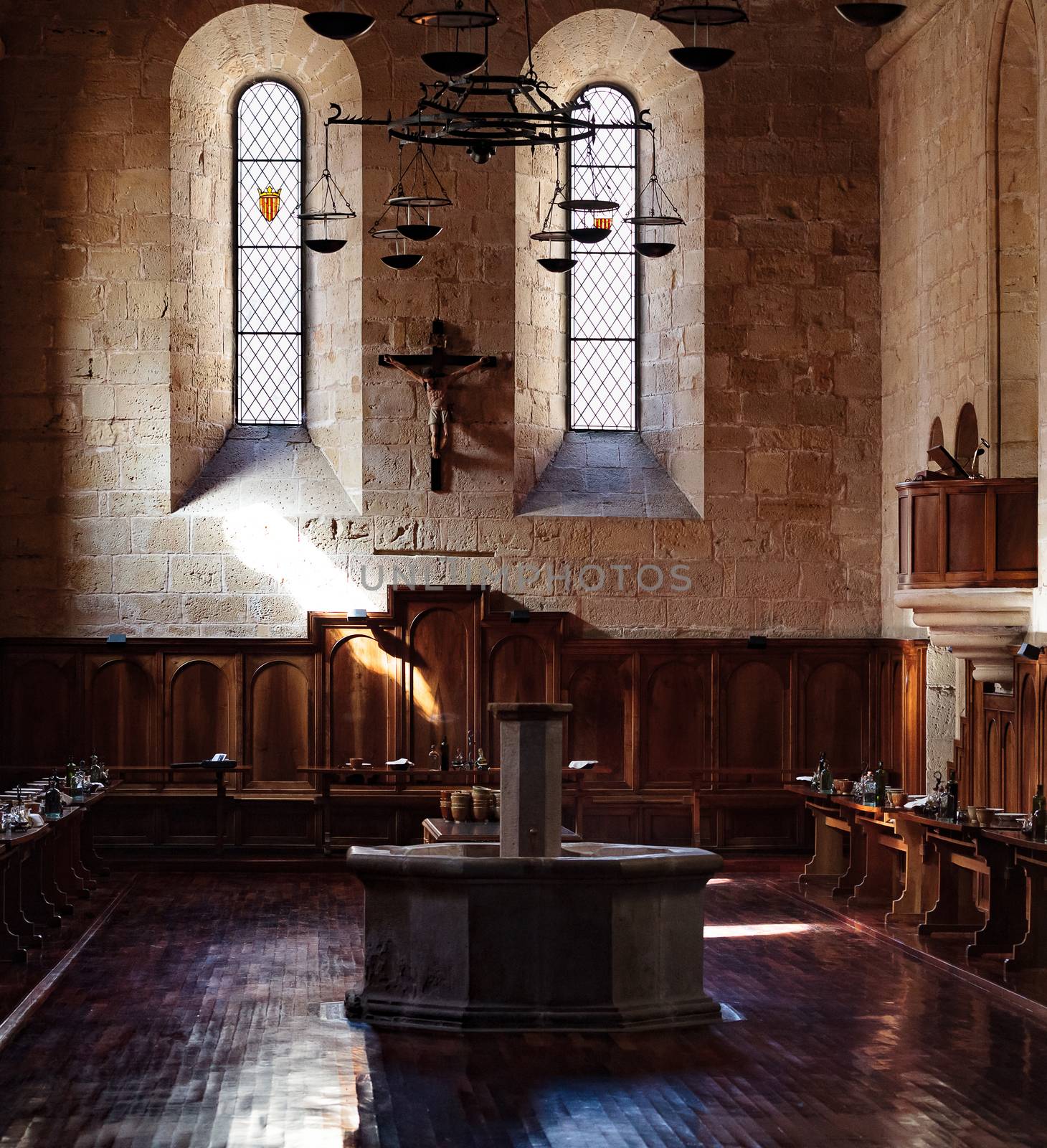 Dining room in an old medieval monastery