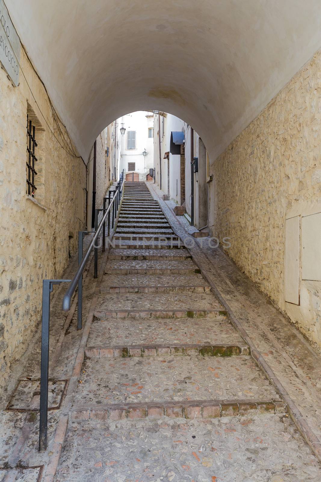 Streets and alleys in the wonderful town of Spoleto (Italy)