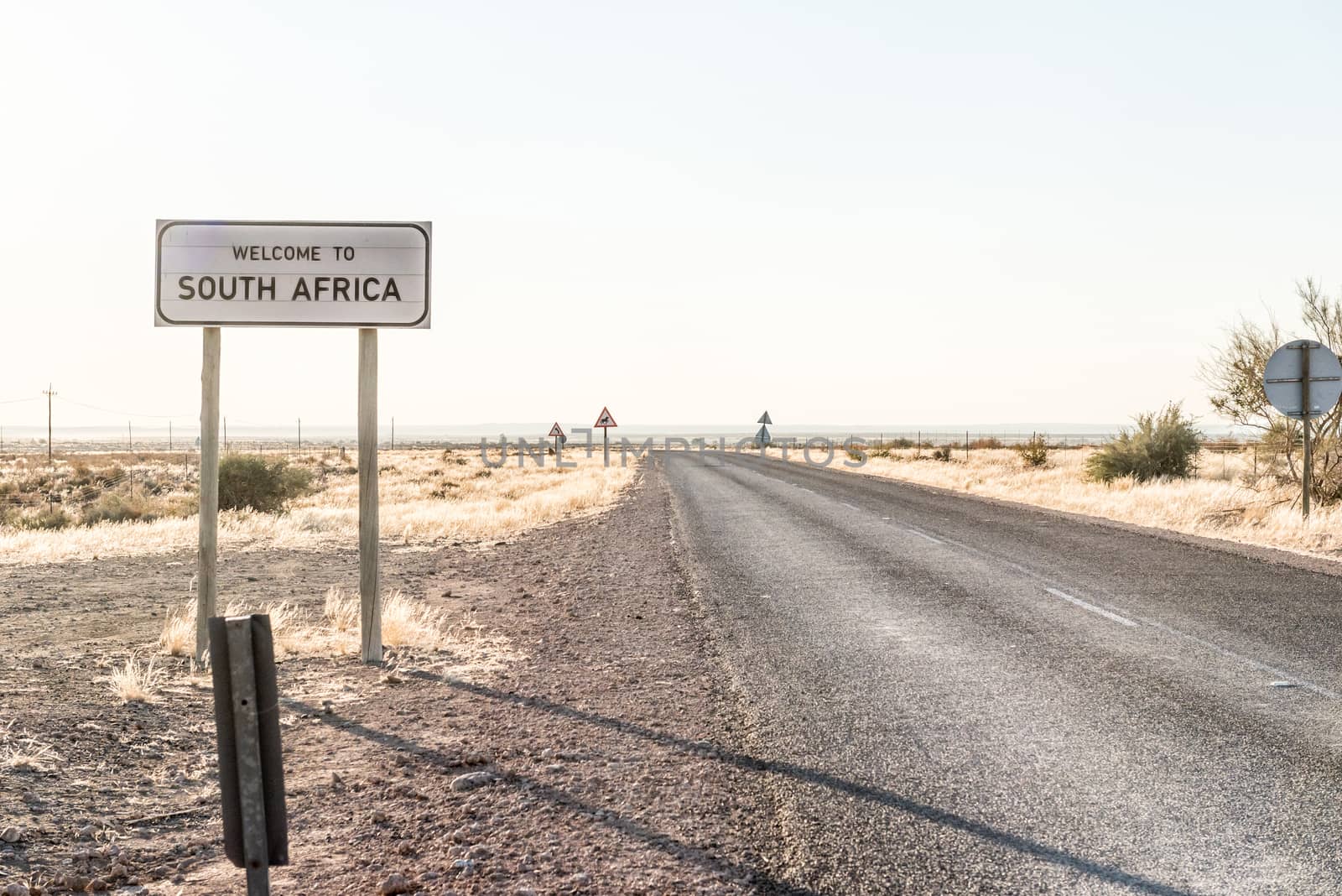 Welcome sign at the Rietfontein Border Post in South Africa on the border with Namibia