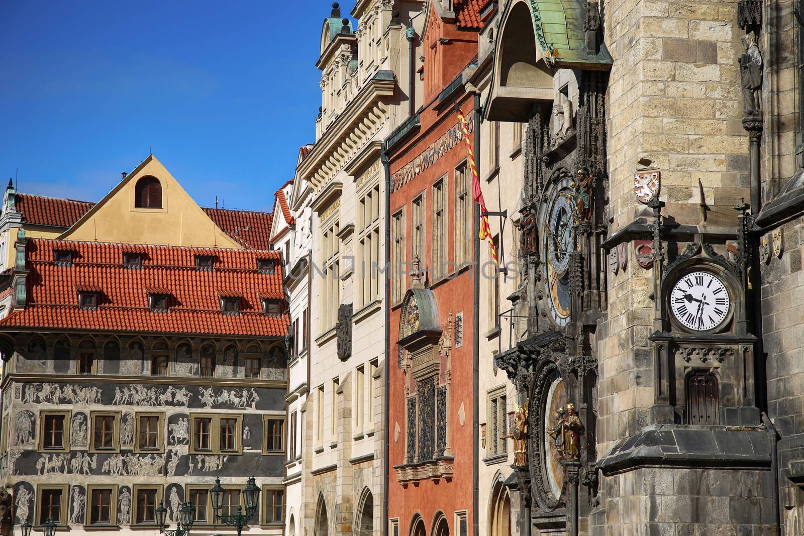 The Prague old City Hall and Astronomical clock Orloj at Old Town Square in Prague, Czech Republic