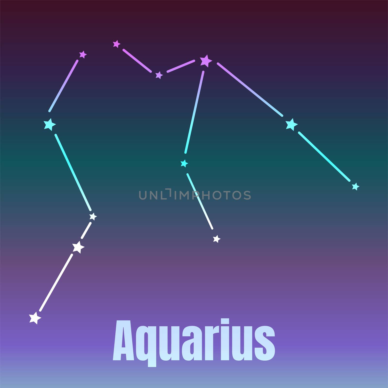 The Water-Bearer aquarius sing. Star constellation element. Age of aquarius constellation zodiac symbol on dark blue background.