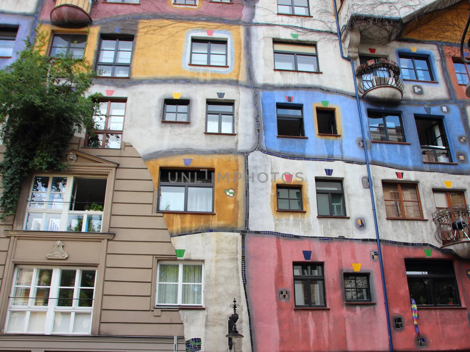 Hundertwasser Colorful City Decorated Apartment Building in Vienna Austria