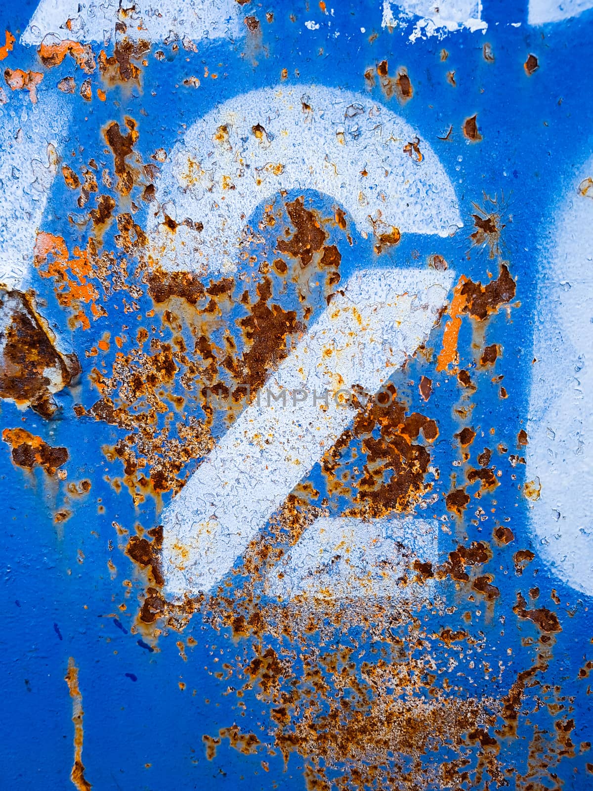 Number two 2 on Blue Rust Metal Background by gstalker