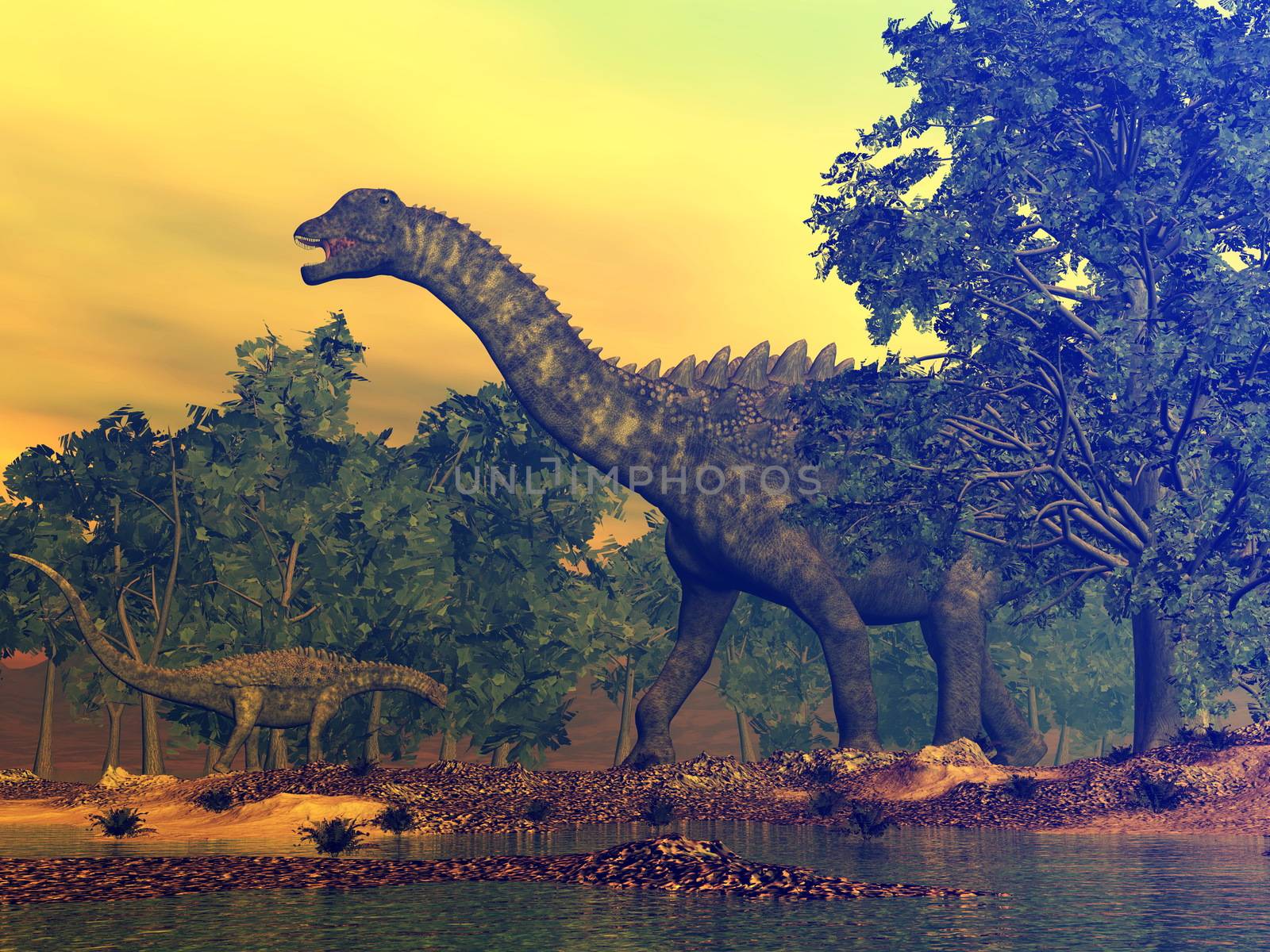 Ampelosaurus dinosaurs - 3D render by Elenaphotos21
