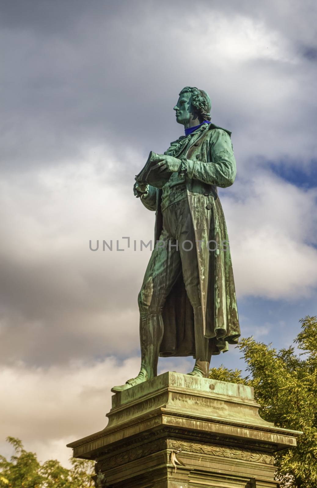 German poet Friedrich Schiller monument on the Schillerplatz square in Vienna, Austria