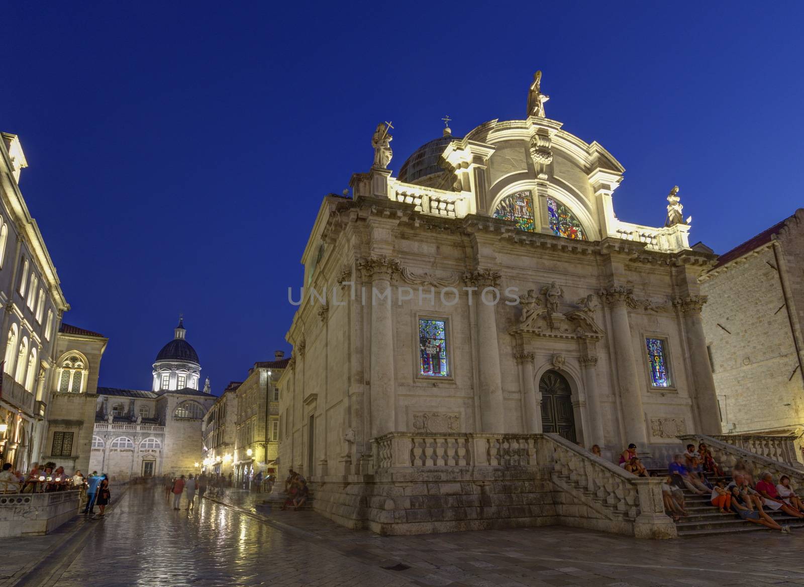 Saint Blasius church by night, Dubrovnik, Croatia HDR