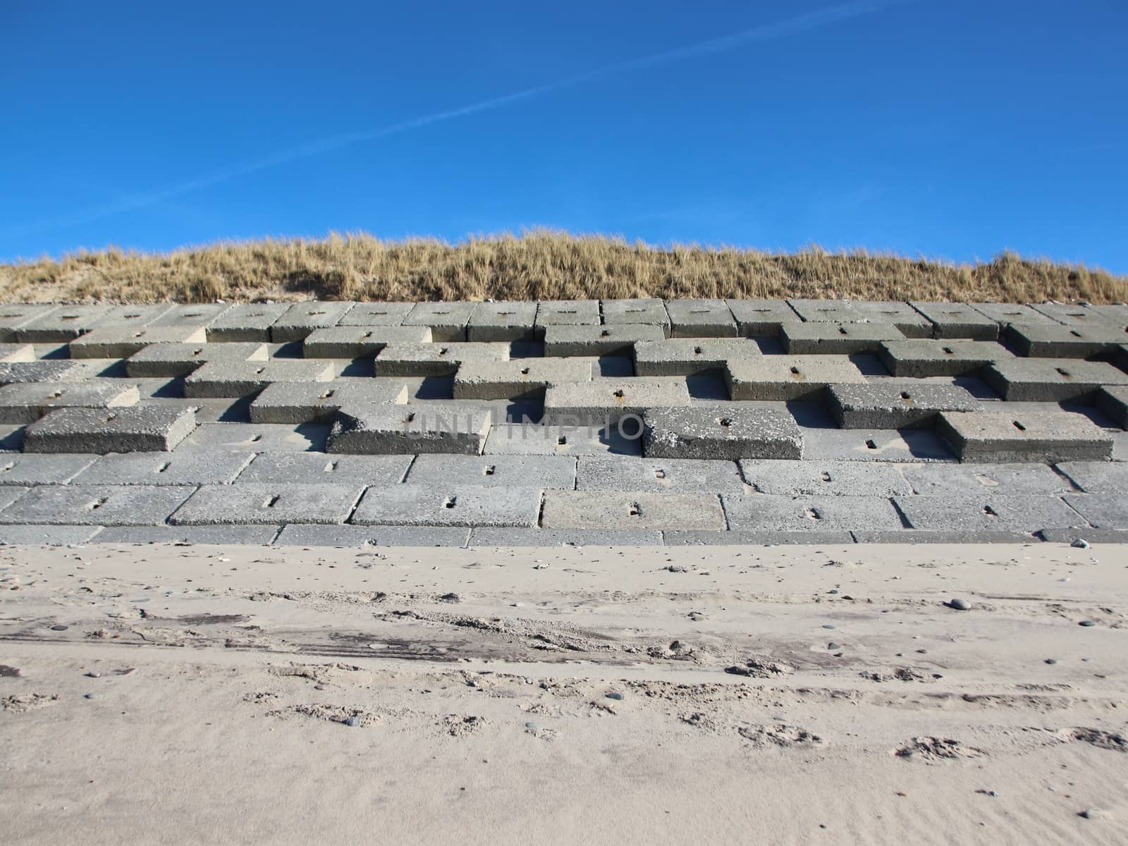 Coast Protection Construction with Large Grey Concrete Blocks