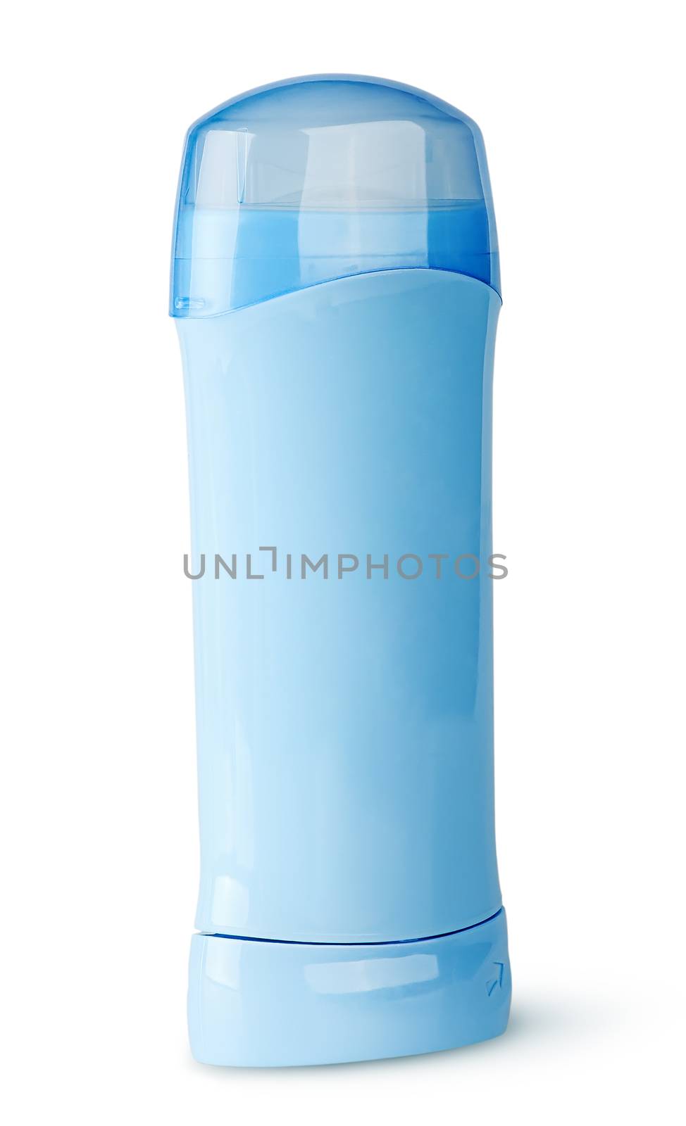 Blue deodorant container rotated isolated on white background