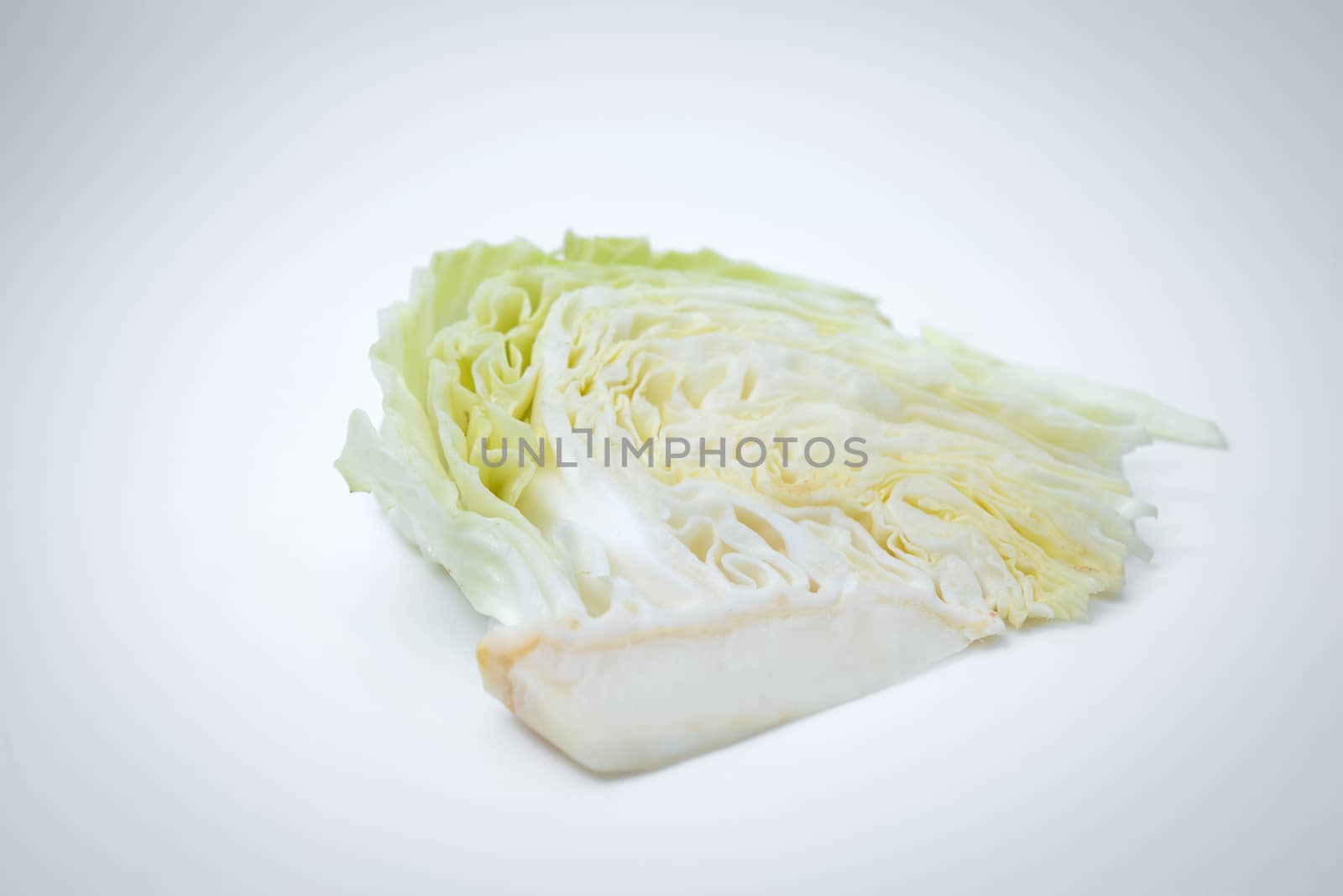 sliced cabbage on white background