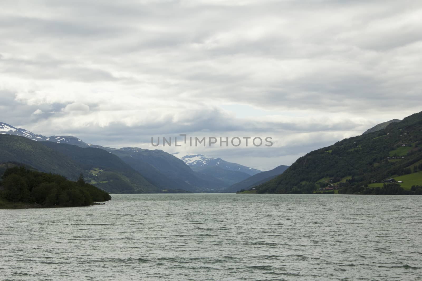 View of a lake with mountain in background