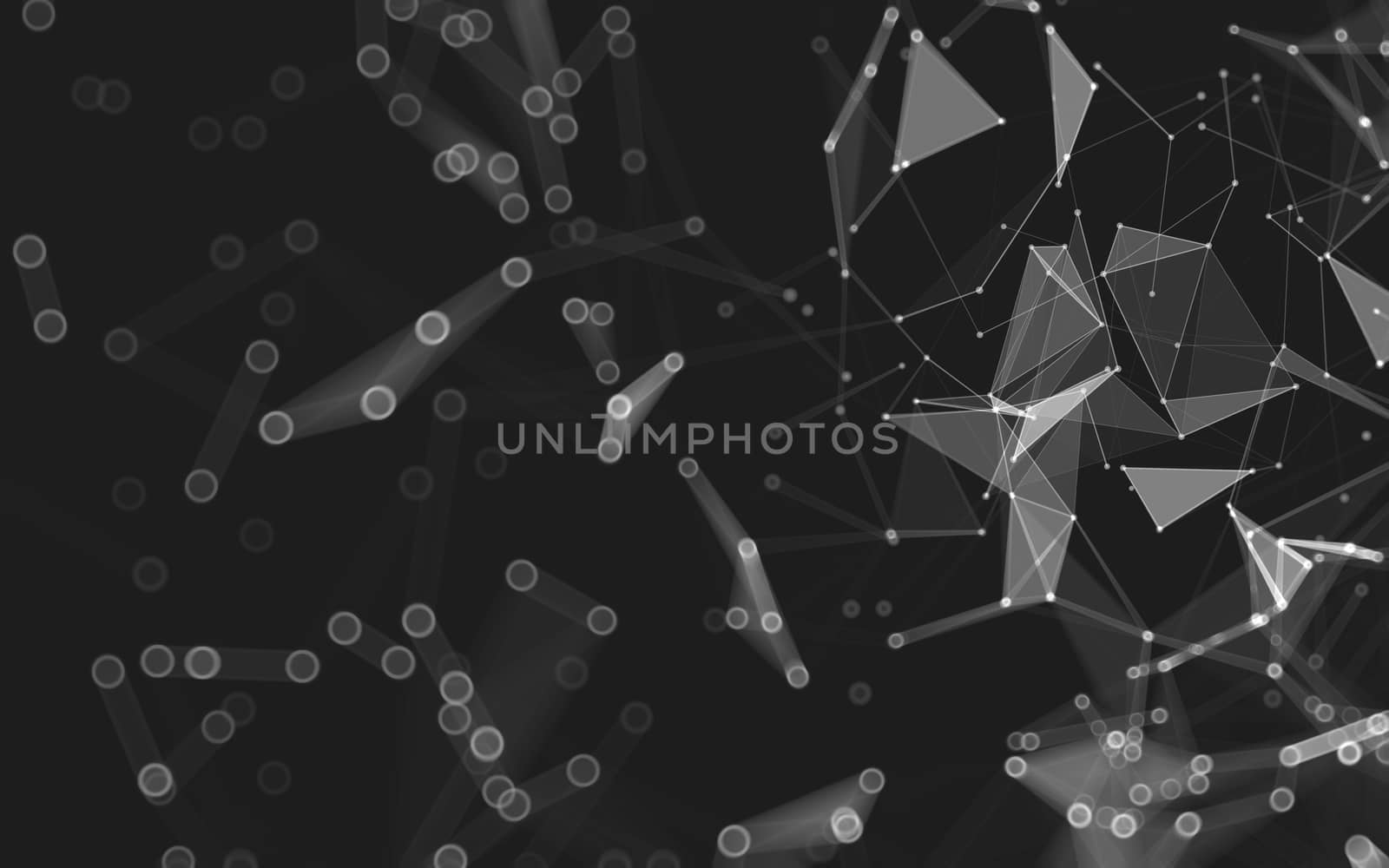 Abstract polygonal space low poly dark background with connecting dots and lines. Connection structure. 3d rendering