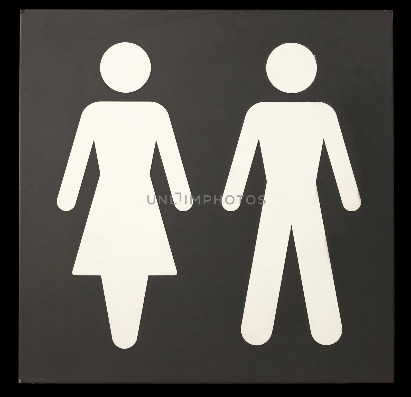 Man and Woman on Sign with black background.