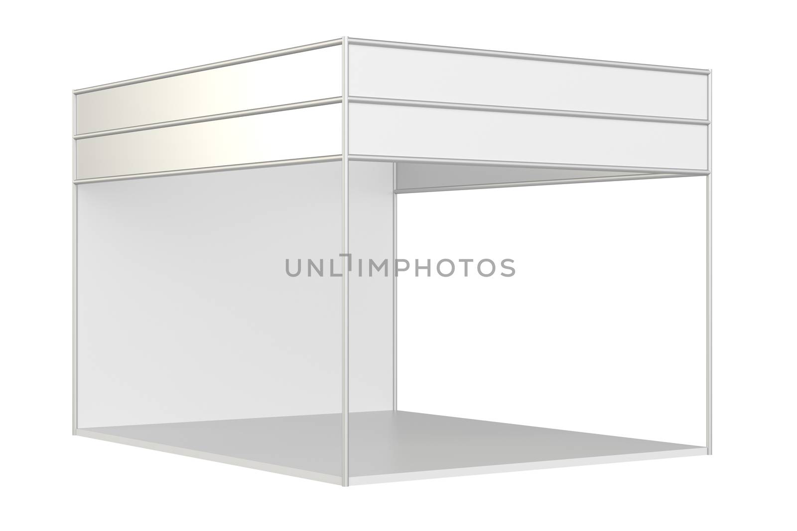 Blank exhibition stand. 3d rendering isolated on white background.