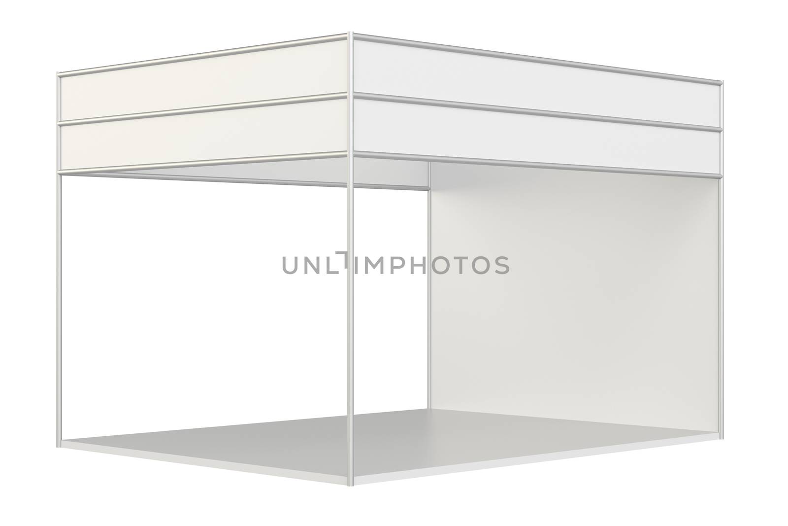 Blank exhibition stand. 3d rendering isolated on white background.