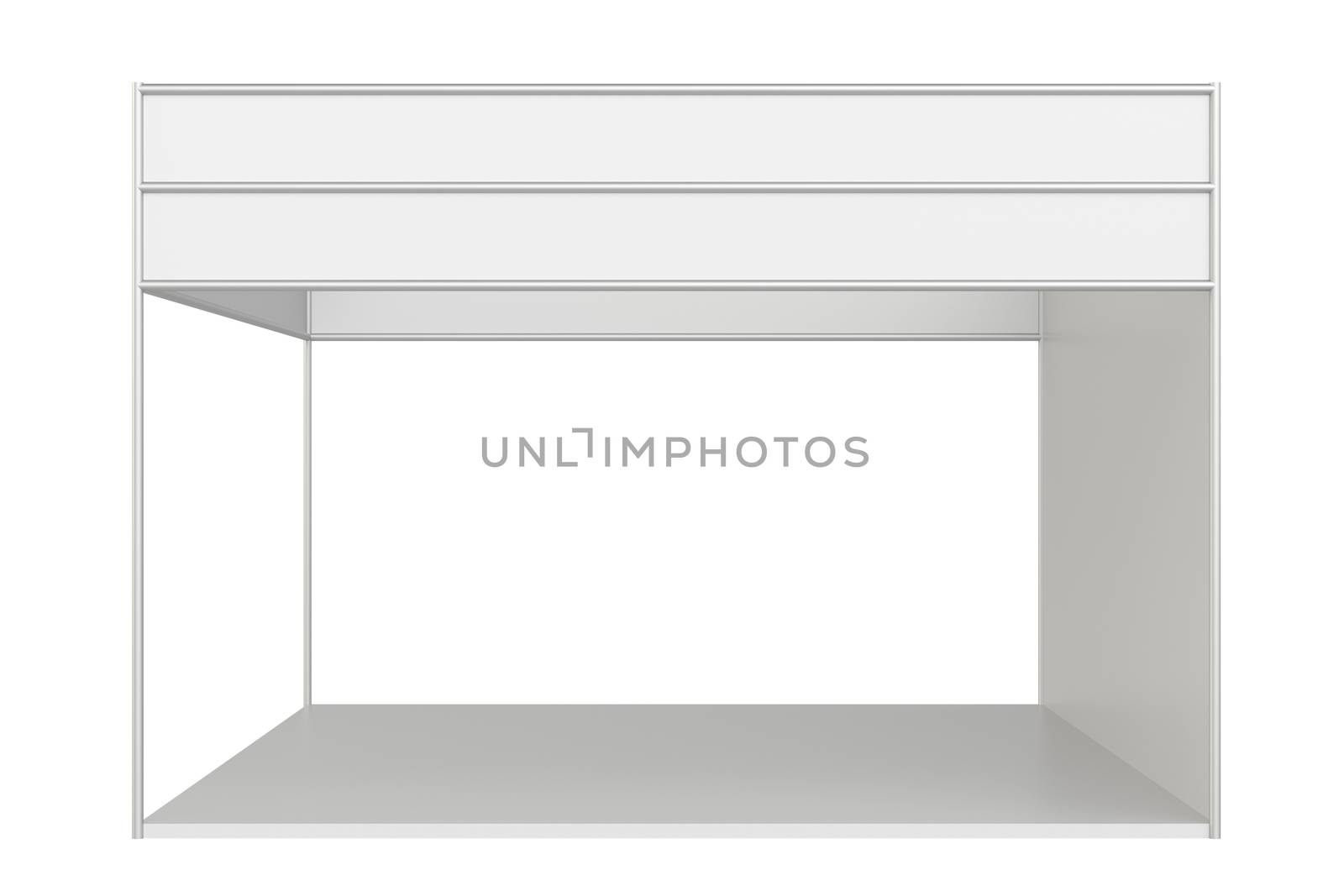 Blank exhibition stand. 3d rendering isolated on white background.