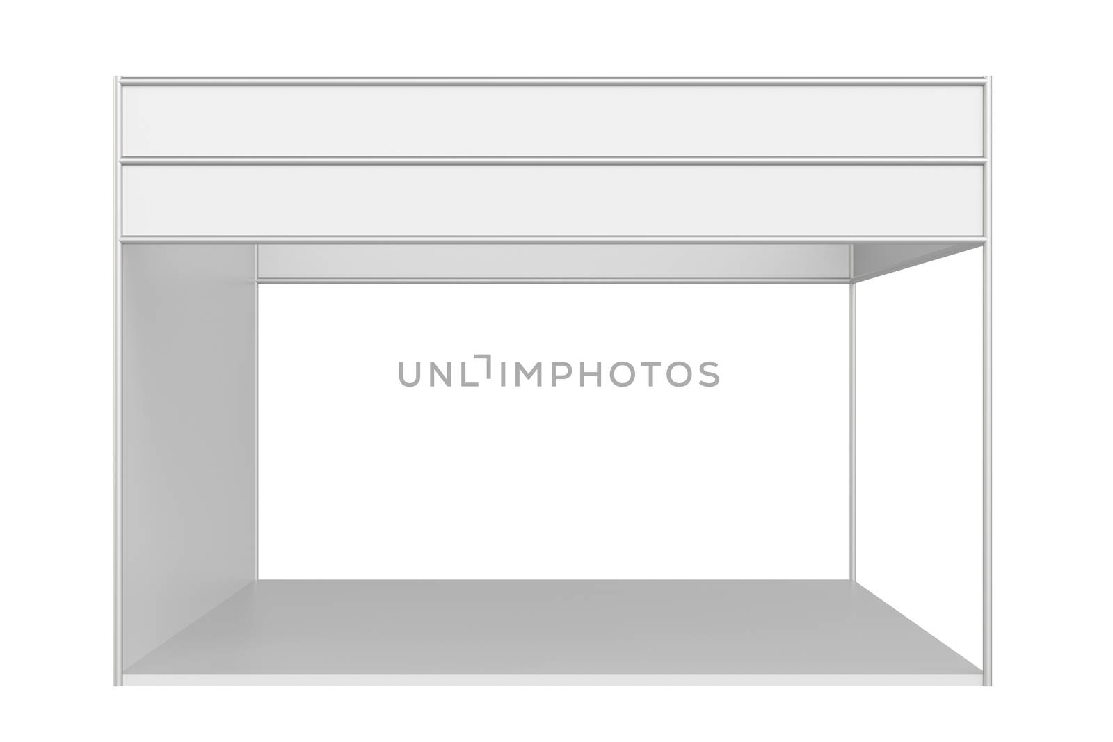 EmptyTrade show booth.. 3d rendering isolated on white background