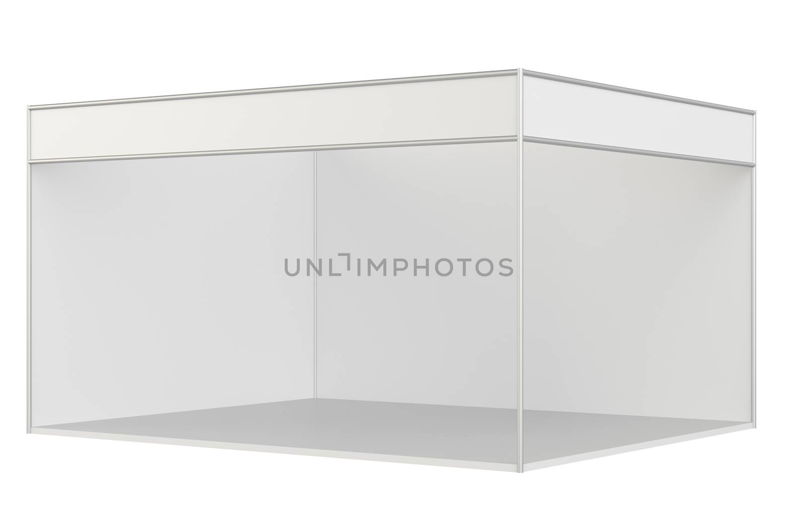 Blank exhibition stand. 3d rendering isolated on white background.