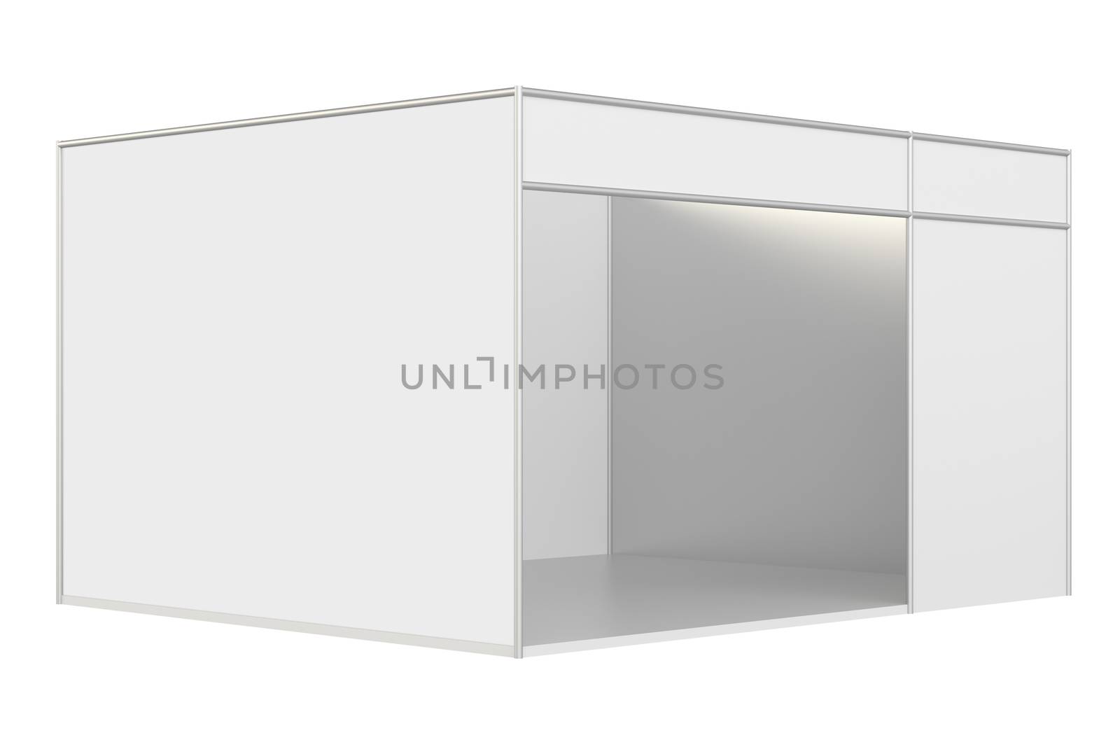 Blank exhibition stand. 3d rendering isolated on white background.