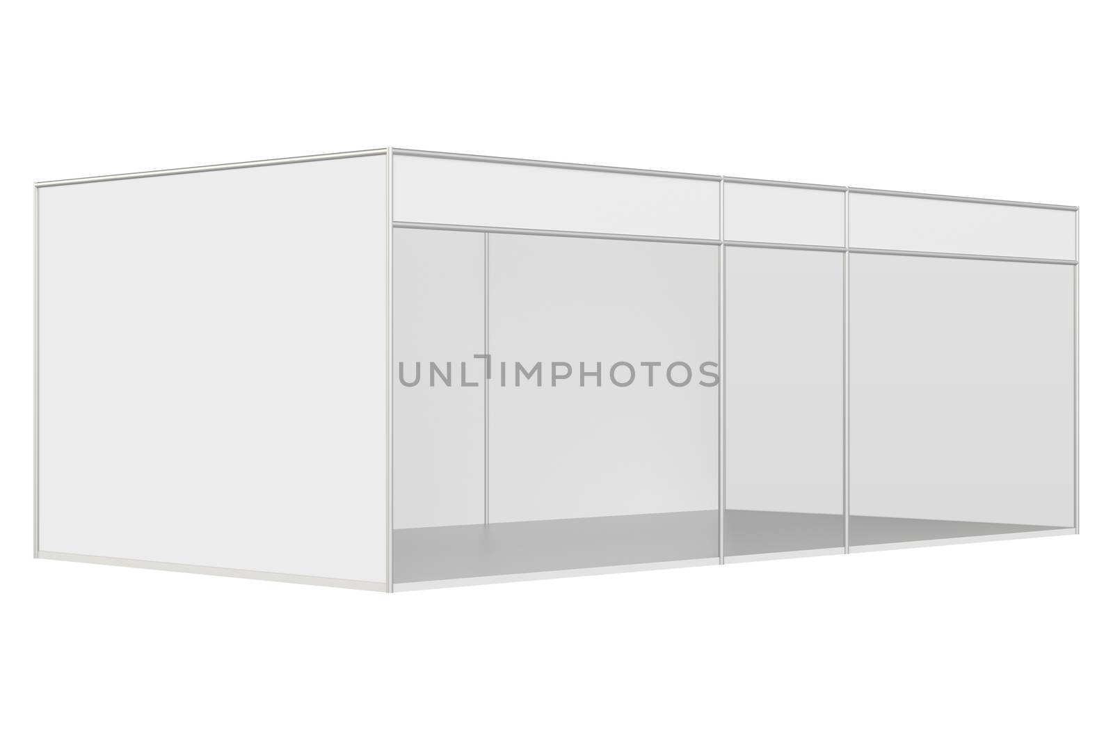 Blank exhibition stand. 3d rendering isolated on white background.