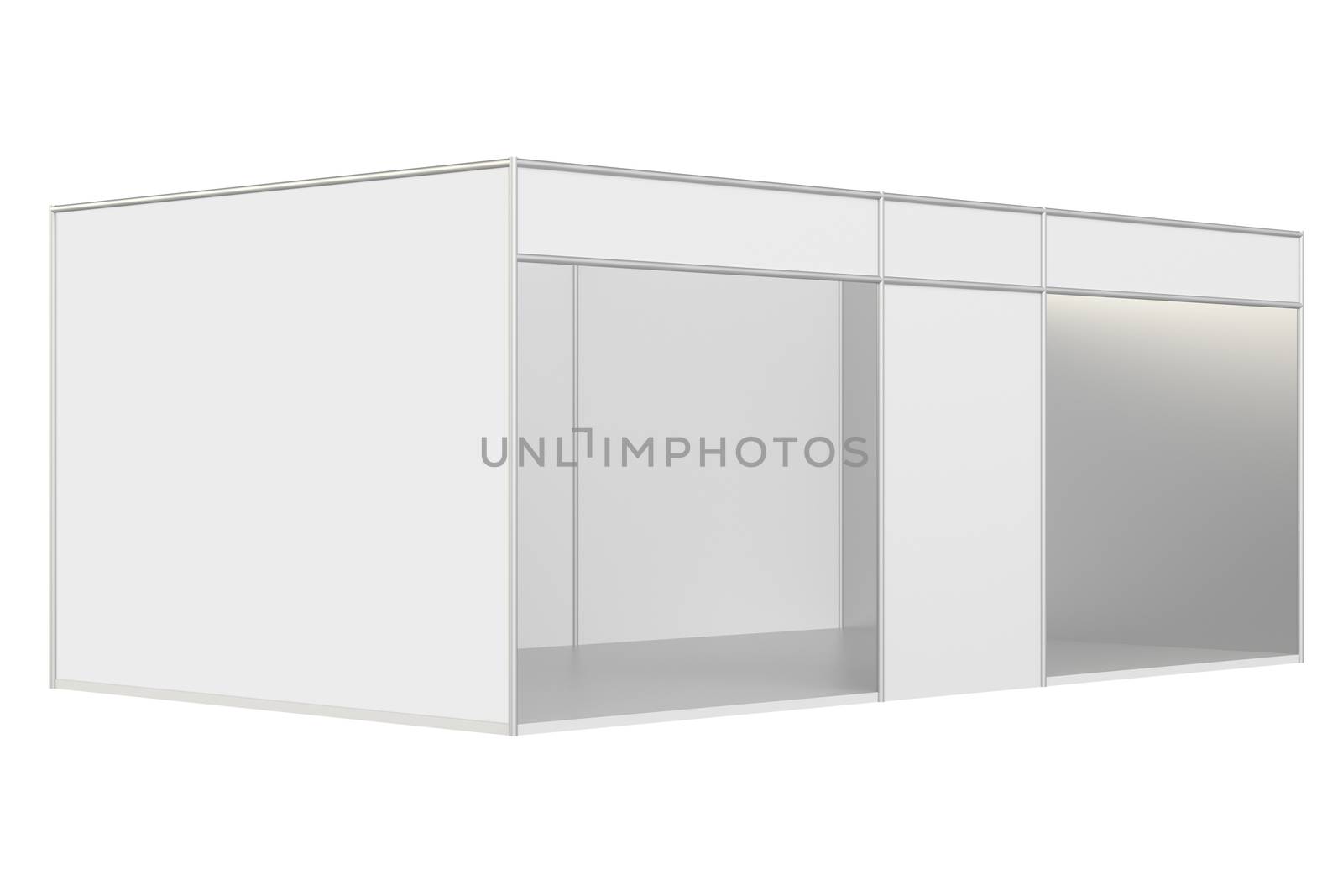 Blank exhibition stand. 3d rendering isolated on white background.