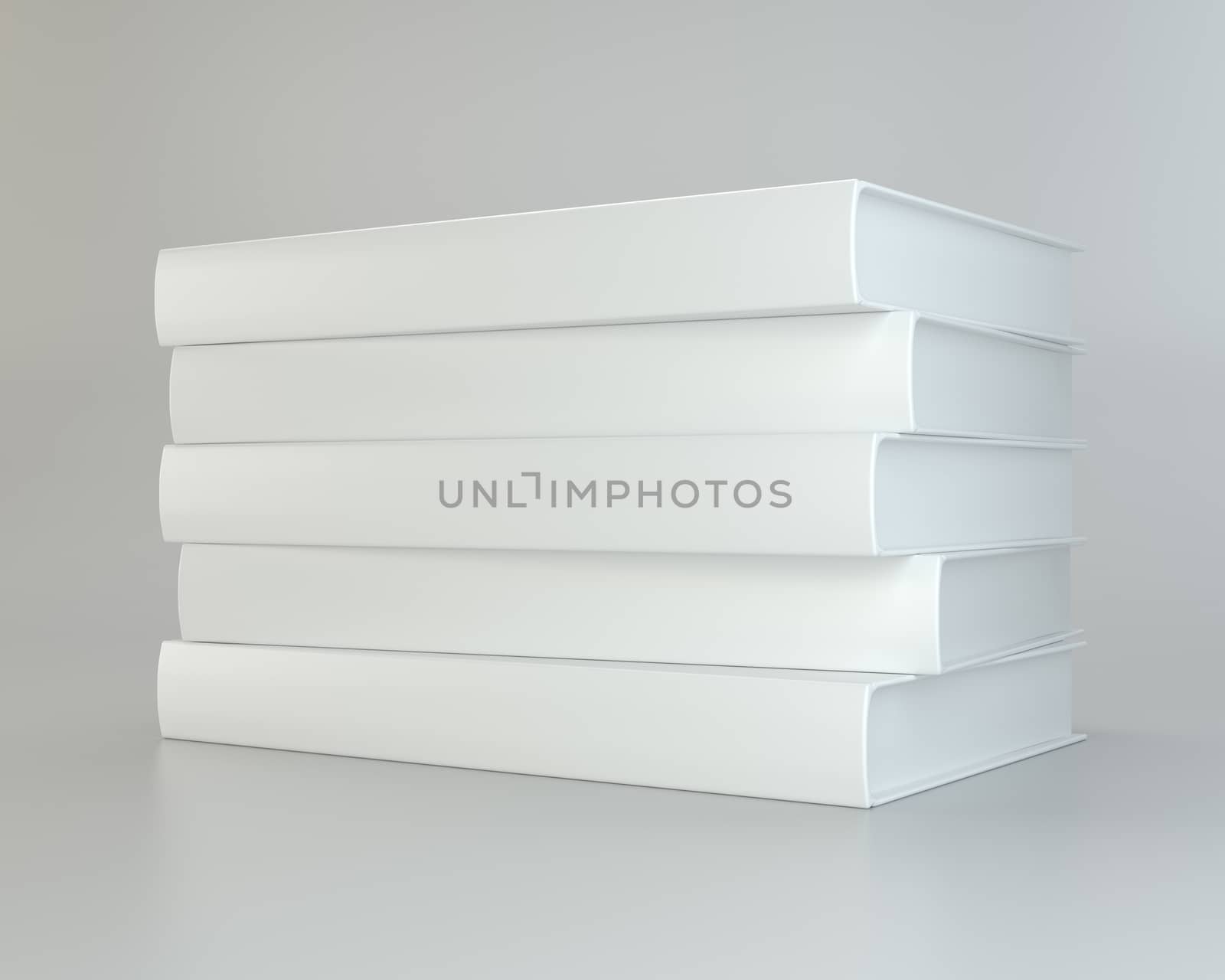 white stack realistic of books on gray background. by Mirexon