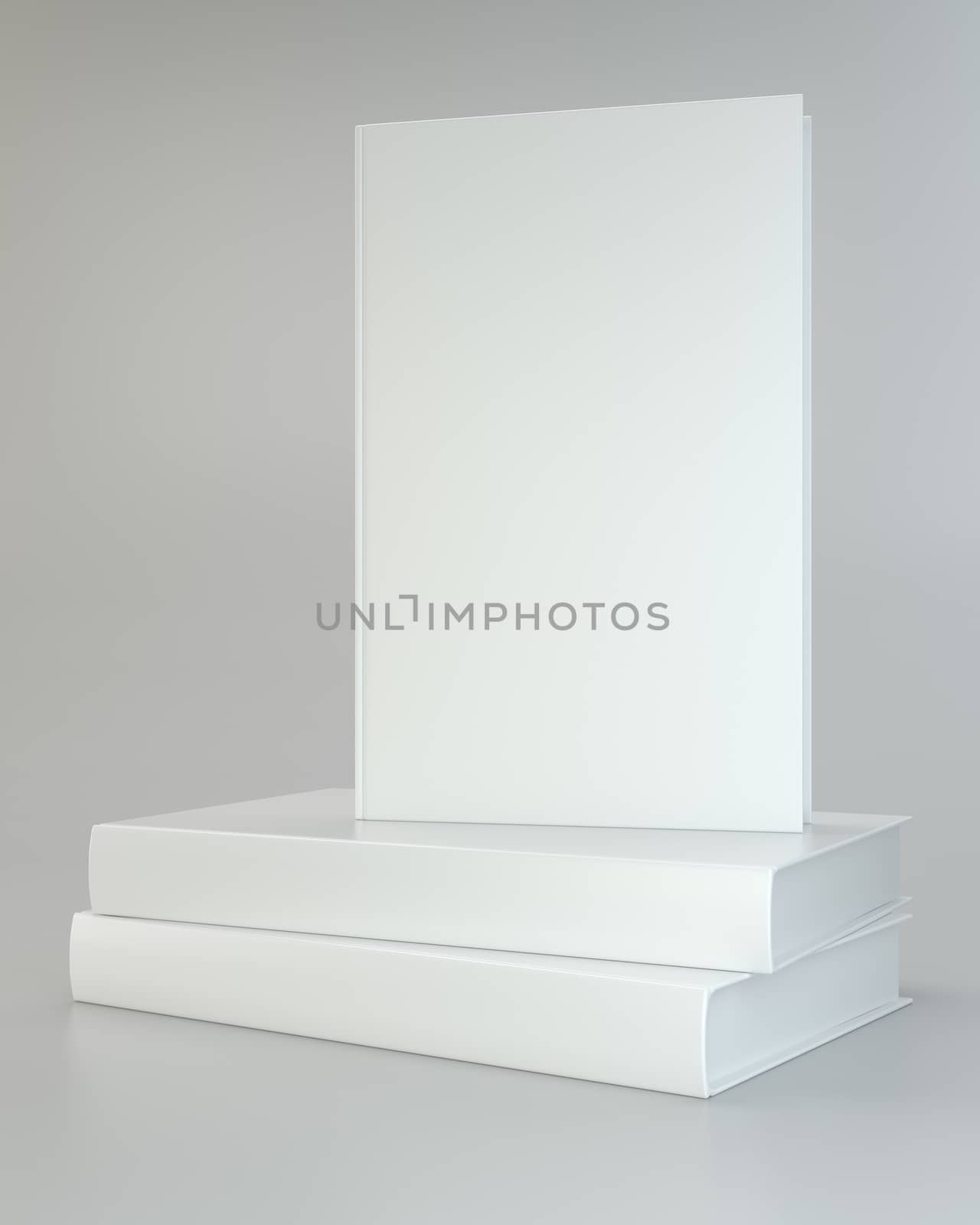 white realistic of books on gray background. by Mirexon