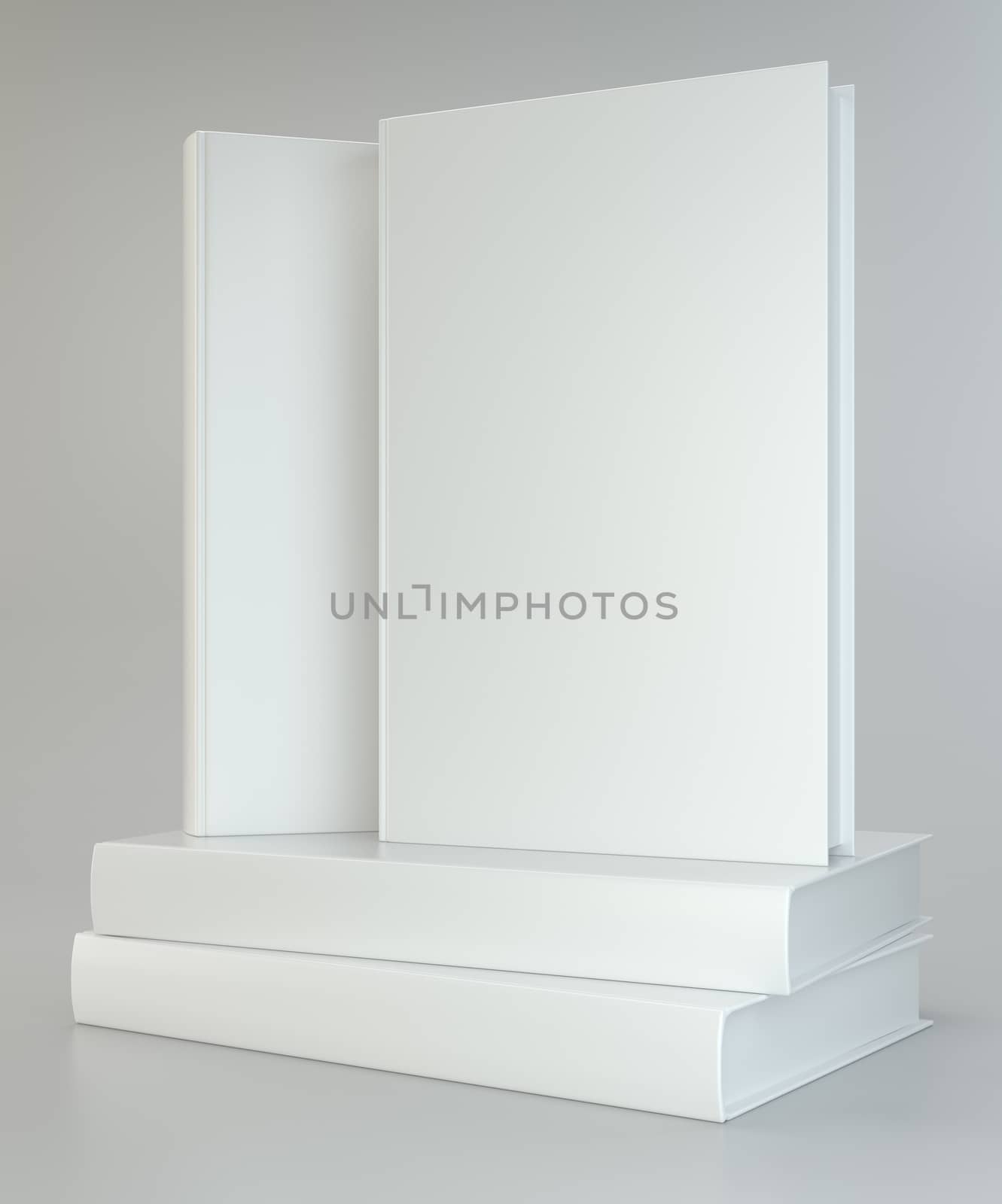 white stack of books on gray background. by Mirexon