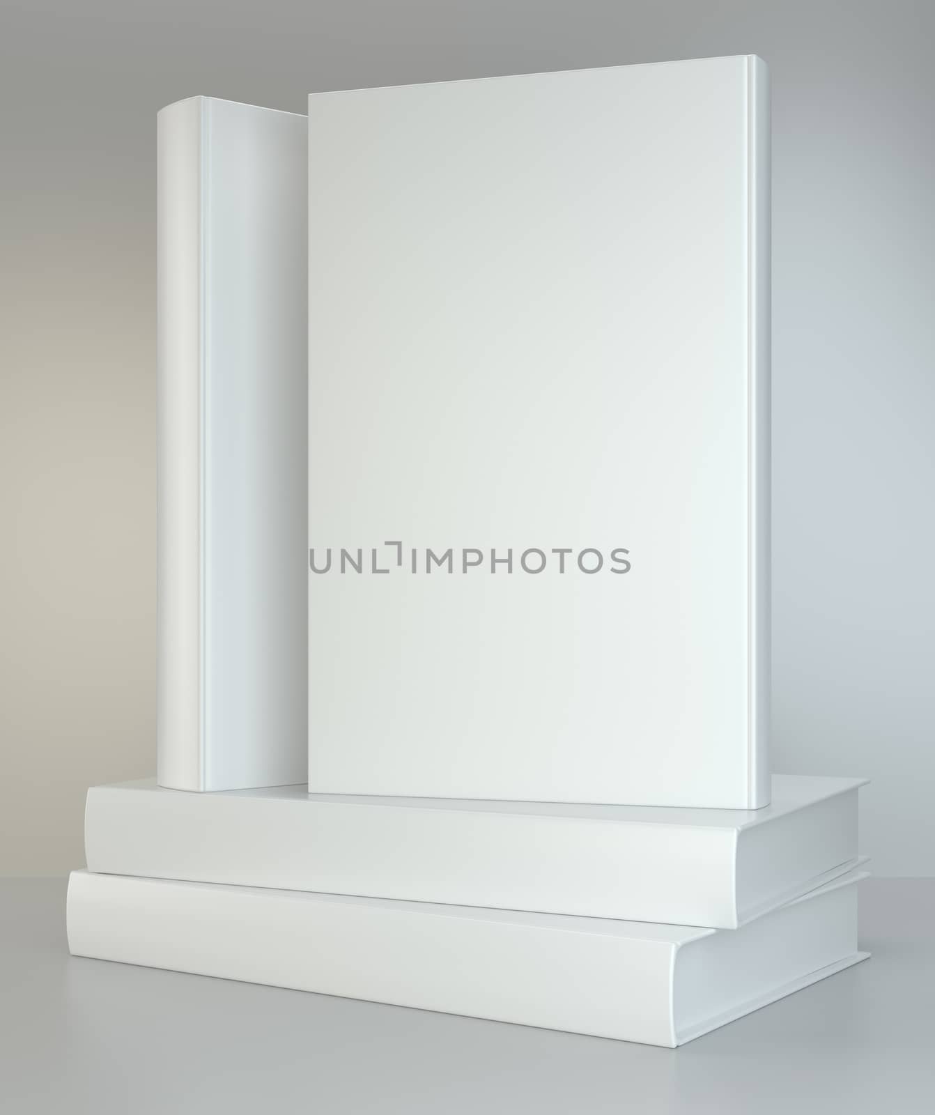 white stack of books on gray background. by Mirexon