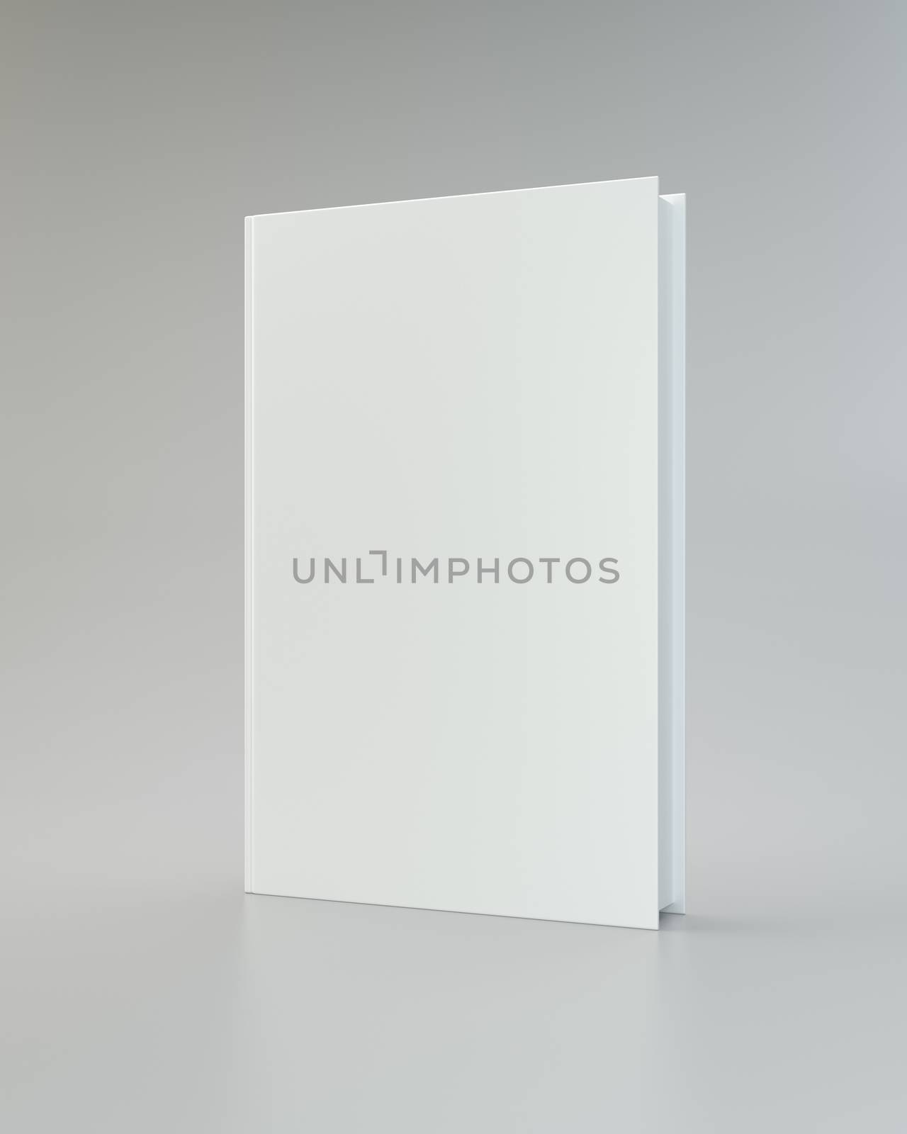 Blank vertical book cover template front side standing. Perspective view. 3d rendering