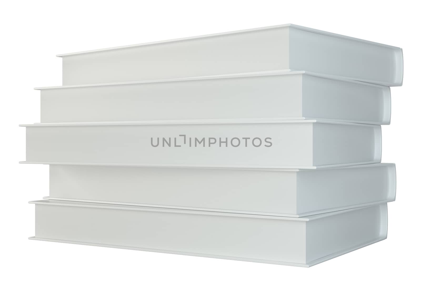 white stack of books isolated on white background. 3d rendering.