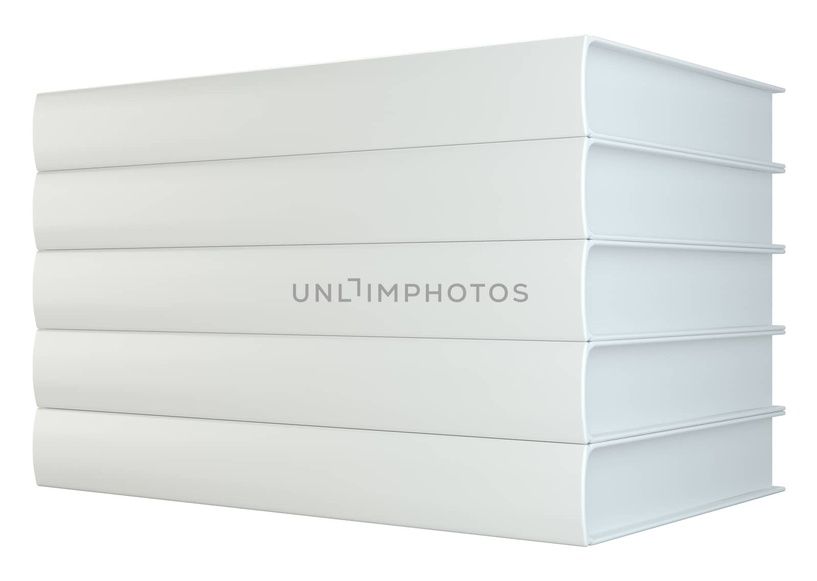 white books isolated on white background. 3d rendering.