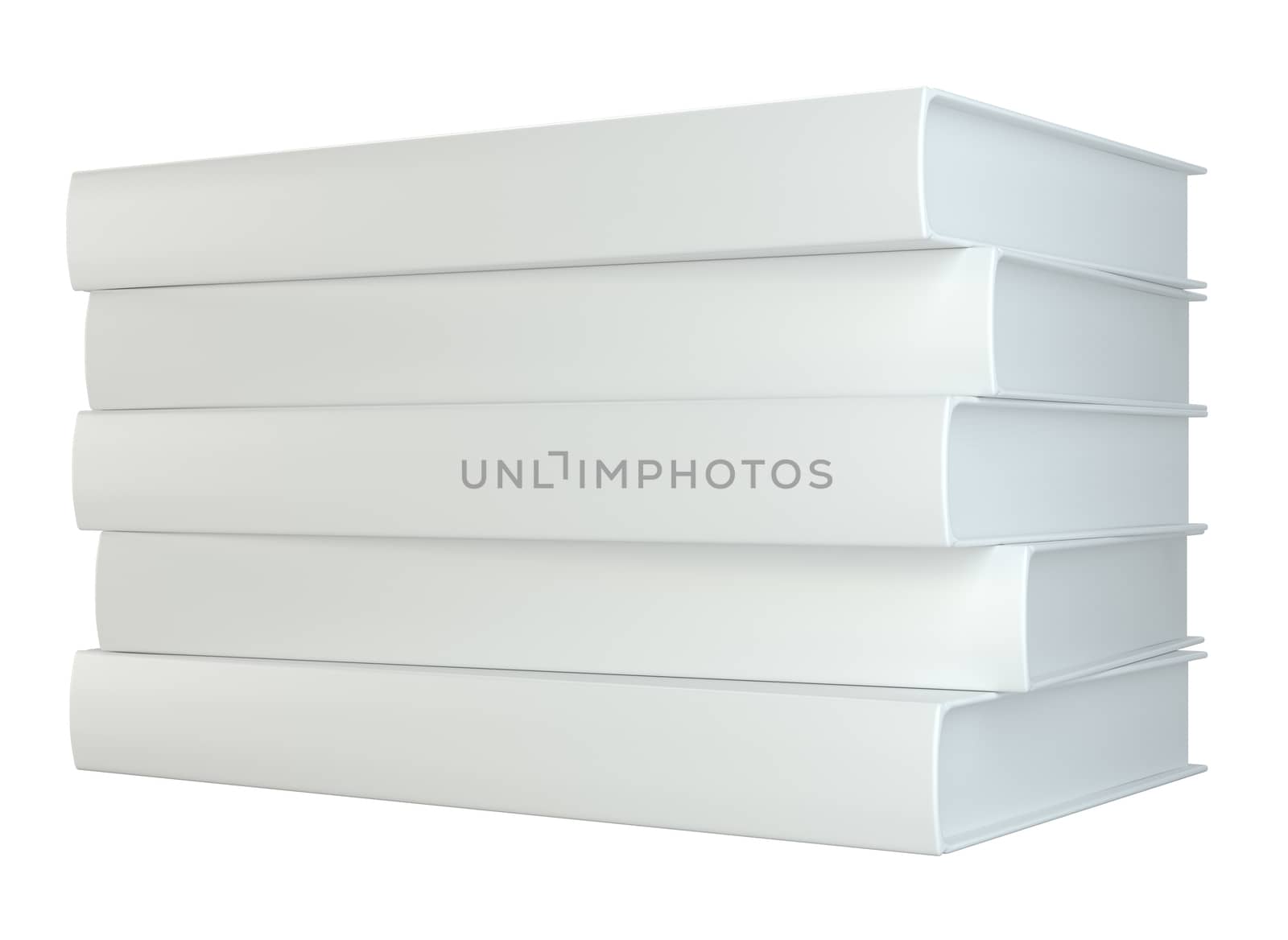 white stack of books isolated on white background. 3d rendering by Mirexon