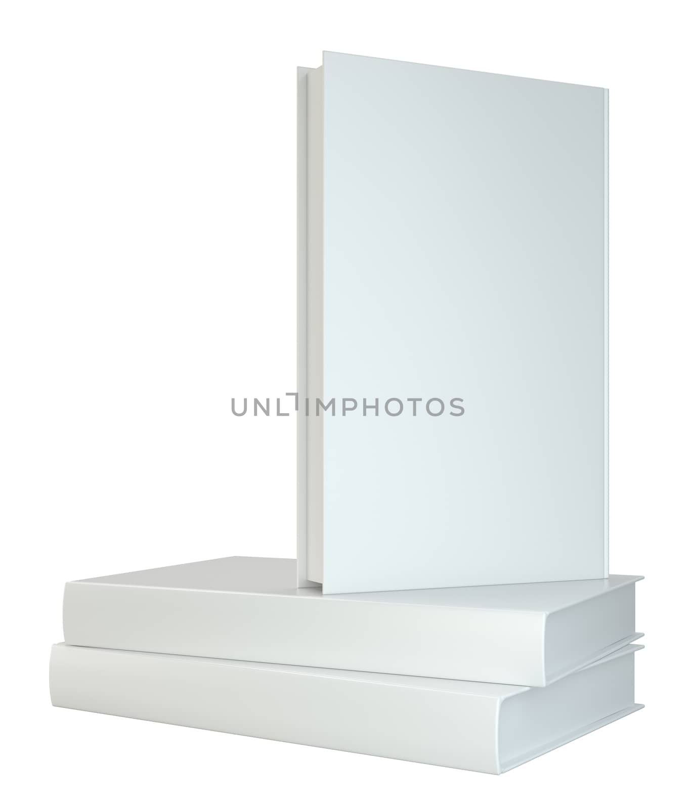 white books isolated on white background. 3d rendering by Mirexon