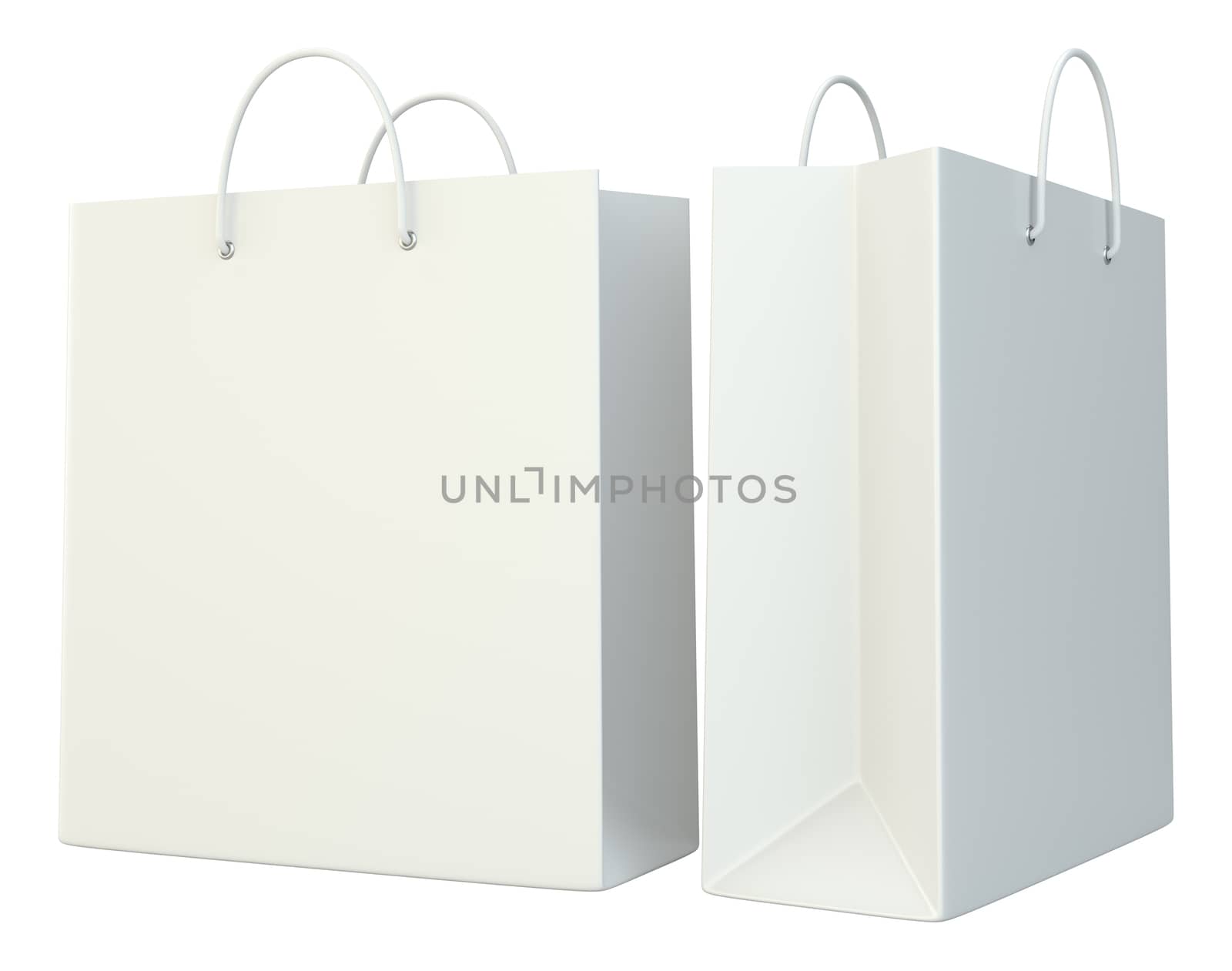 blank shopping paper bags set. 3d rendering isolated on white background