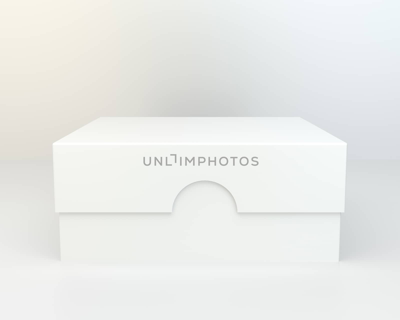 White package on gray background. 3d rendering