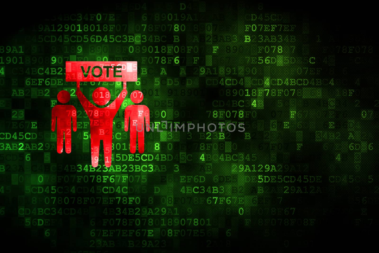 Politics concept: pixelated Election Campaign icon on digital background, empty copyspace for card, text, advertising