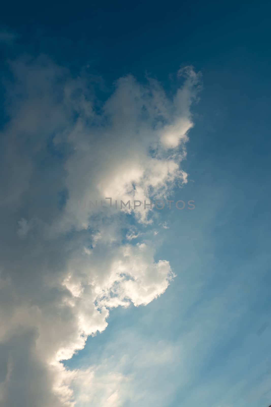 Clear blue sky with clouds with blank space.