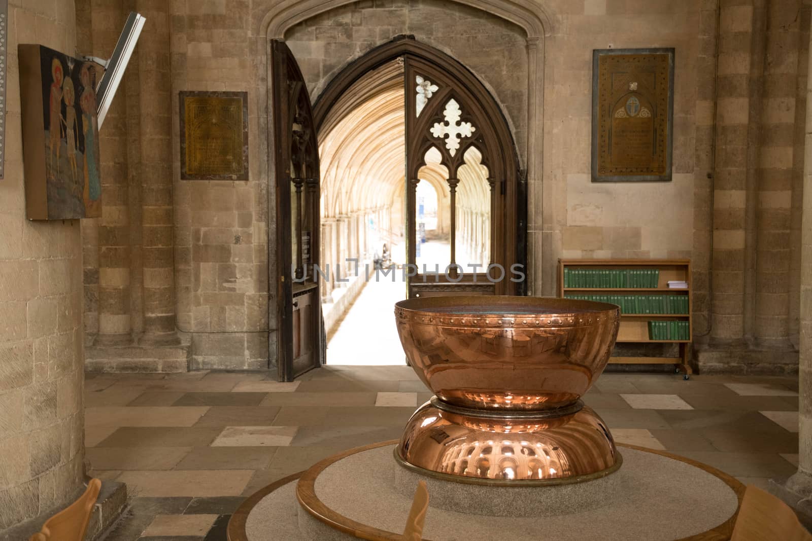 the copper font used for baptism in Norwich cathedral. A gift from sweet maker Rowntree, once used to make toffee.