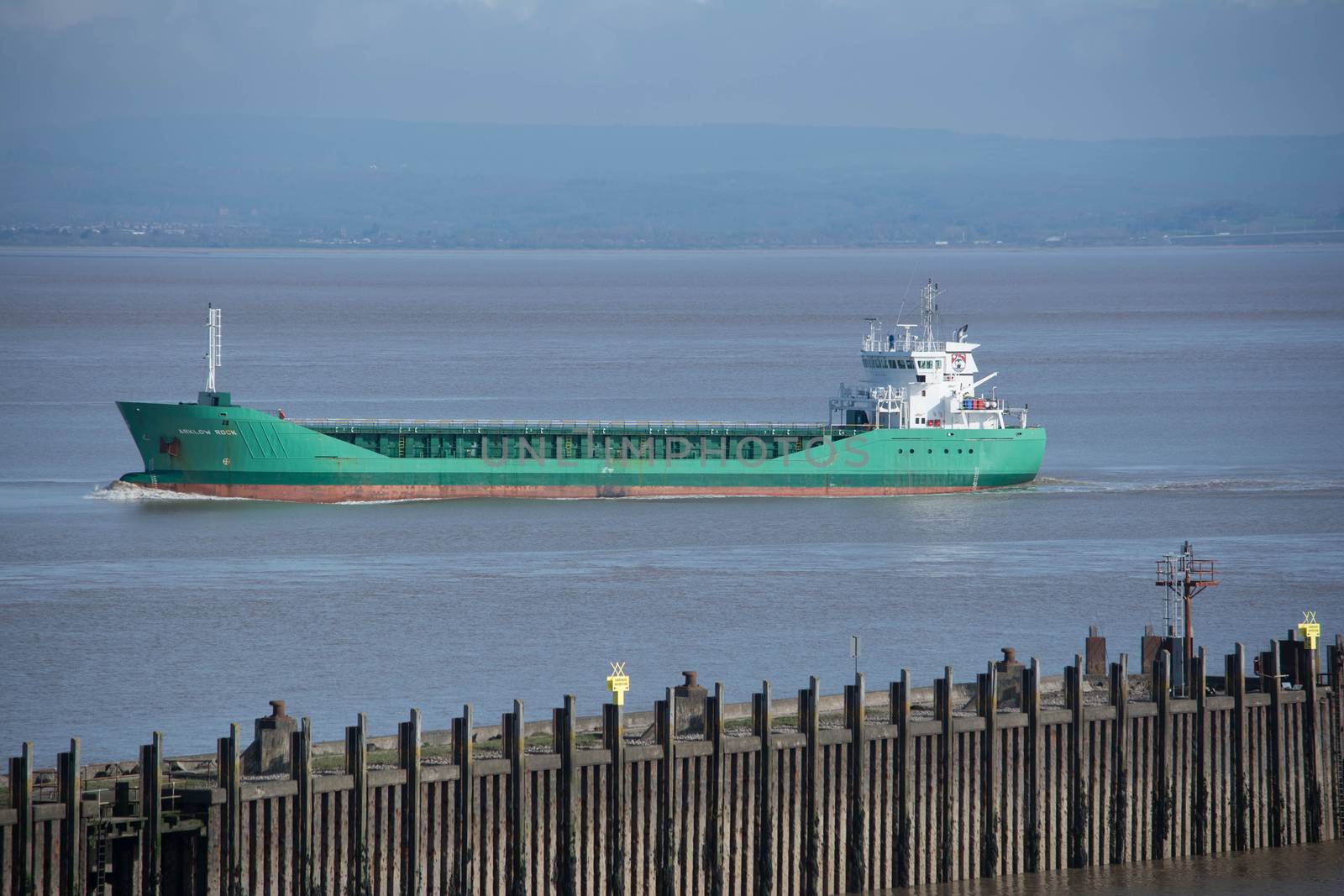 aggregate freighter Arklow Rock at sea in the Bristol Channel