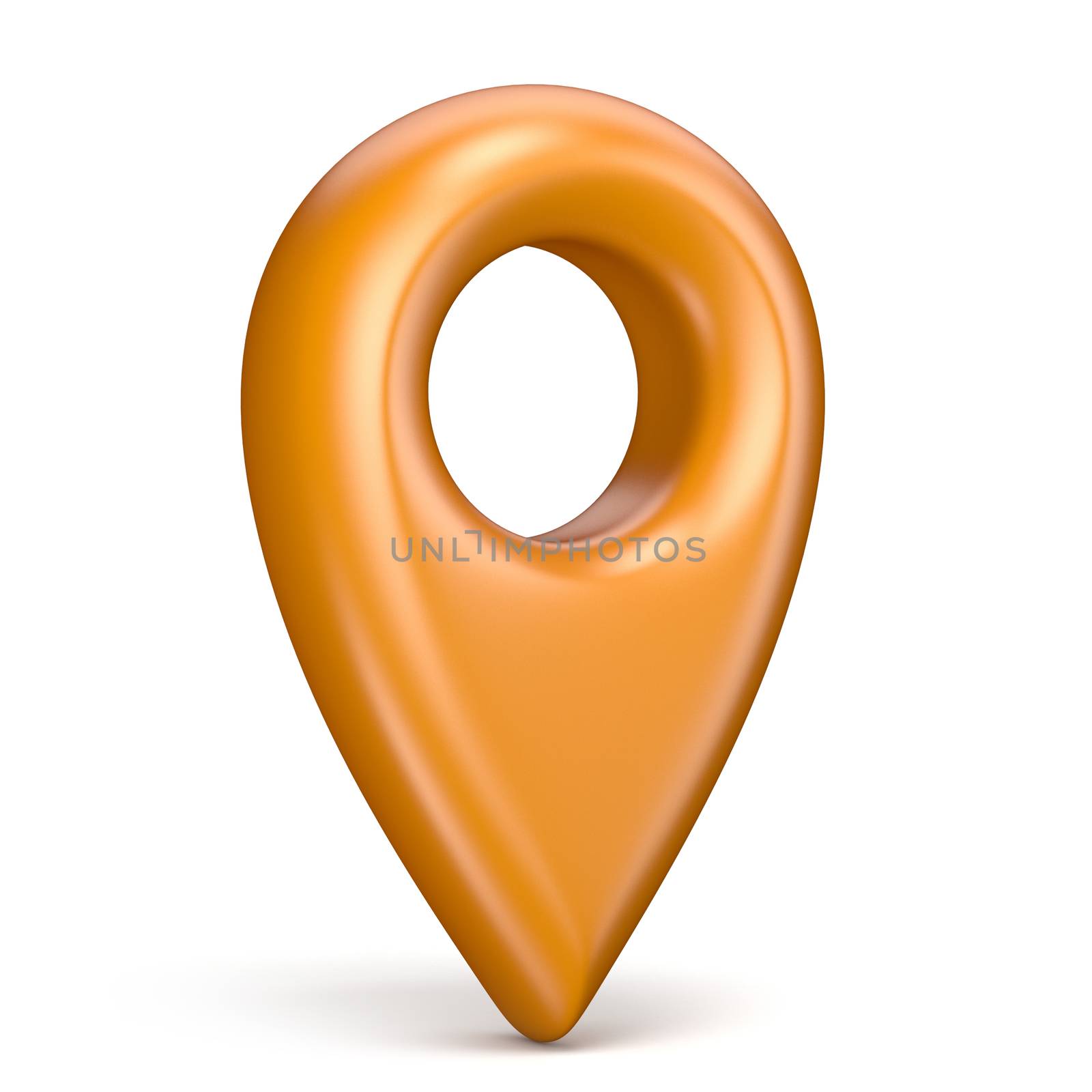 Orange map pointer 3D render illustration isolated on white background