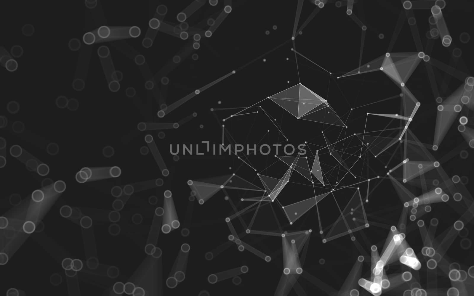 Abstract polygonal space low poly dark background with connecting dots and lines. Connection structure. 3d rendering