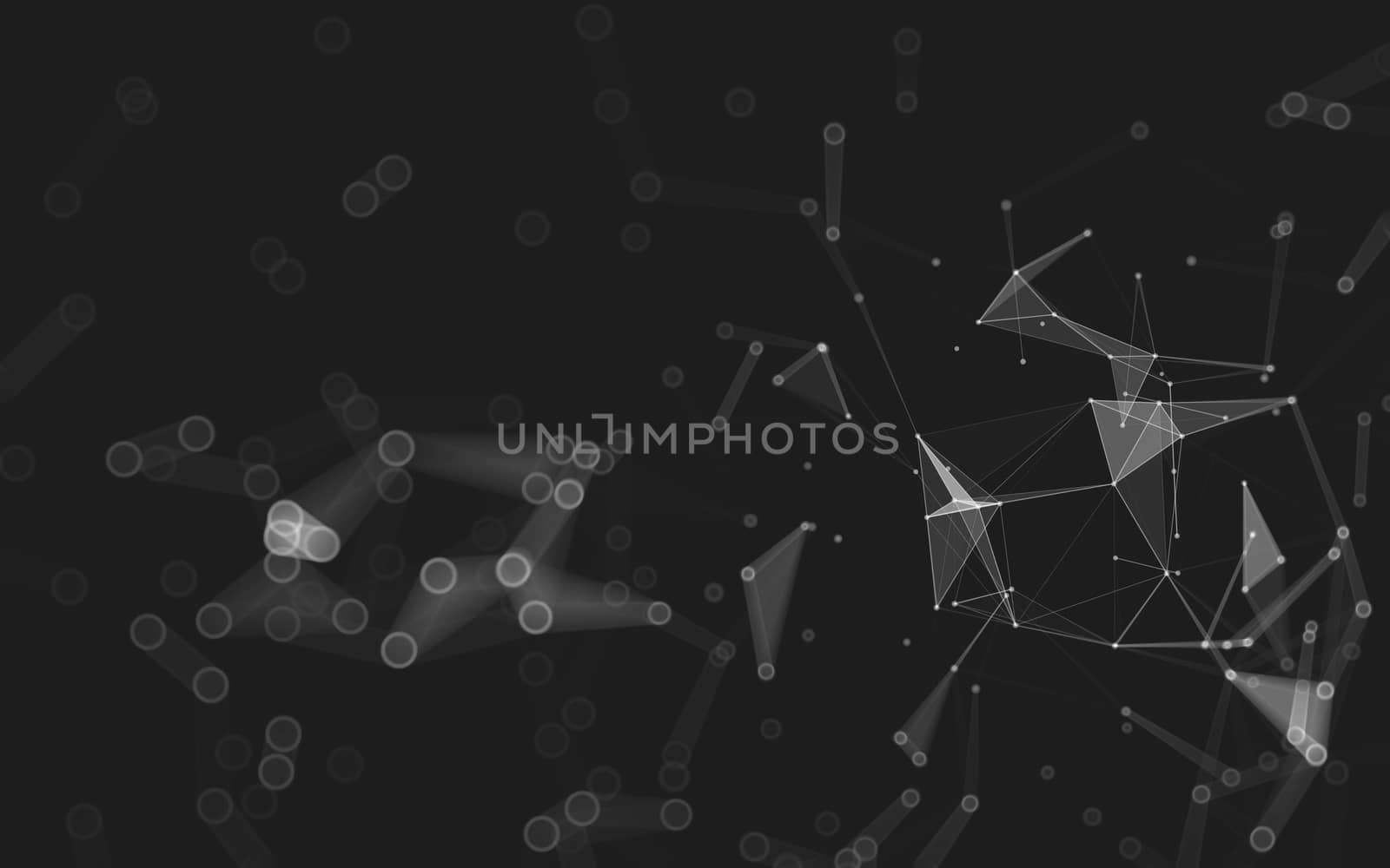 Abstract polygonal space low poly dark background with connecting dots and lines. Connection structure. 3d rendering