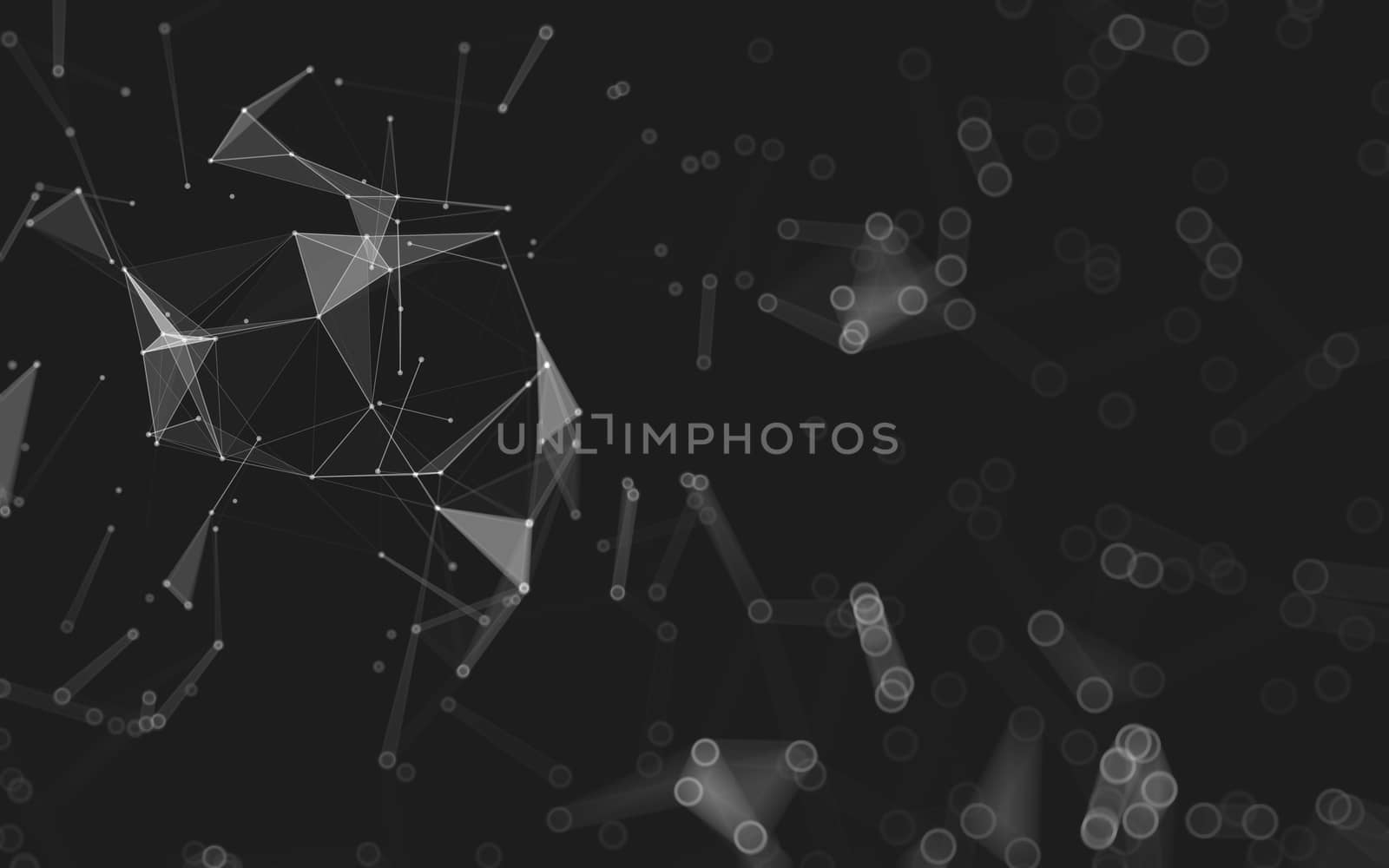 Abstract polygonal space low poly dark background with connecting dots and lines. Connection structure. 3d rendering